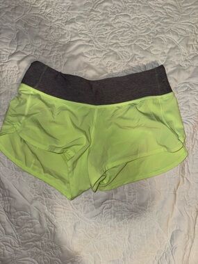 LULULEMON athletica Neon Yellow with Charcoal Waist Athletic Shorts